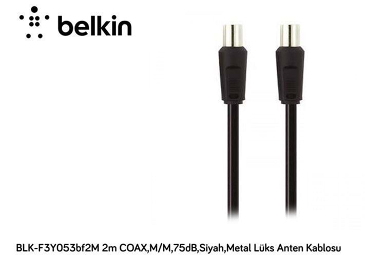 Belkin BLK-F3Y053BF2M 2mT Coax,M-M75db,Siyah,Metal Kablo