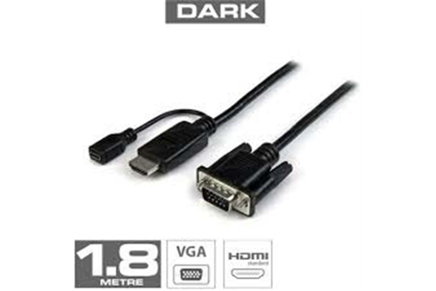 Dark DK HD AHDMIXVGAL180 1.8m HDMI - VGA Güç Destekli Kablo