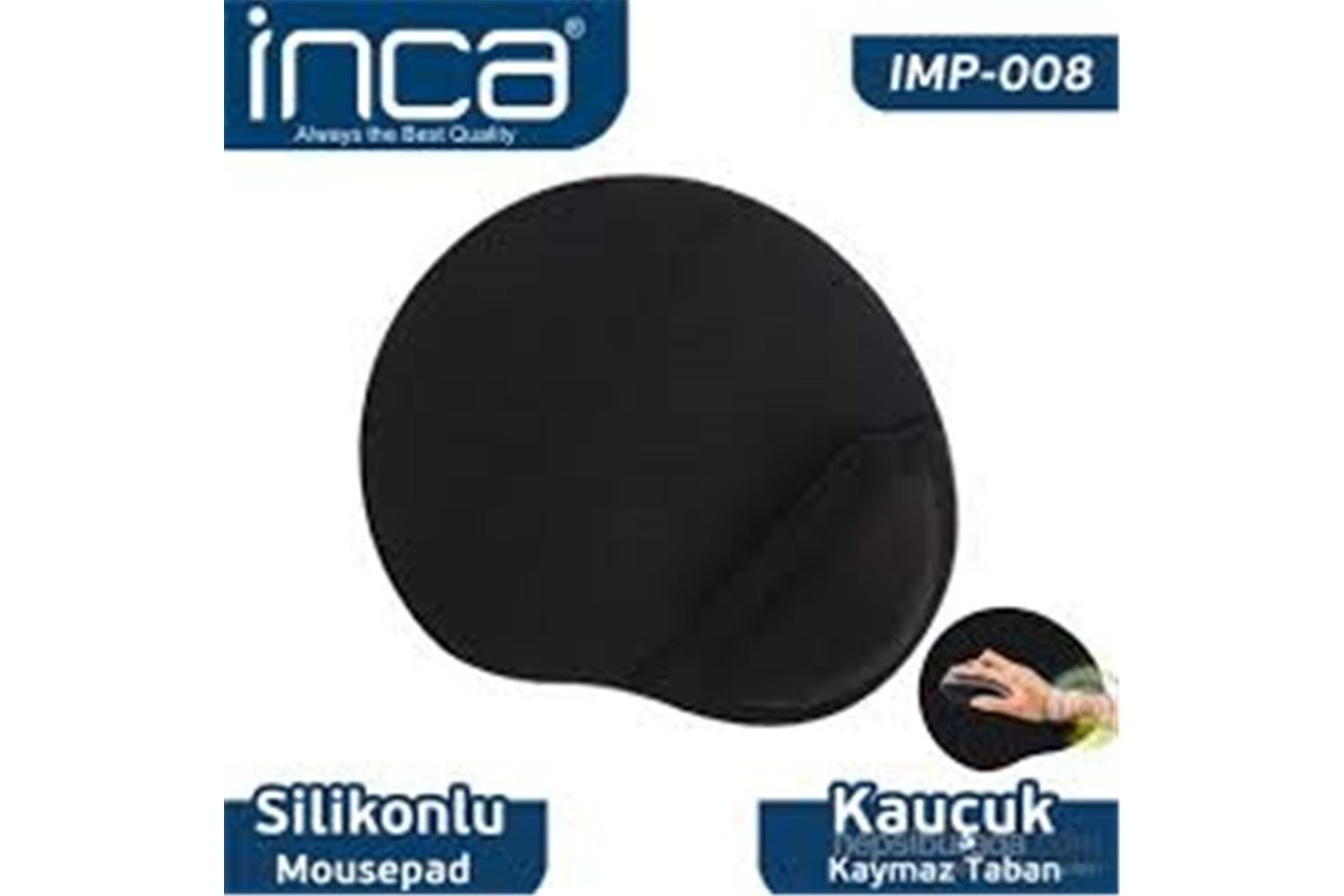 Inca IMPS-008 Sılıcone Siyah Mouse Pad (kaymaz taban)