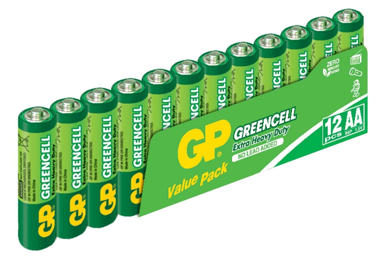GP Greencel R6 AA Boy Çinko Kalem Pil 12'li Paket GP15G-VS12
