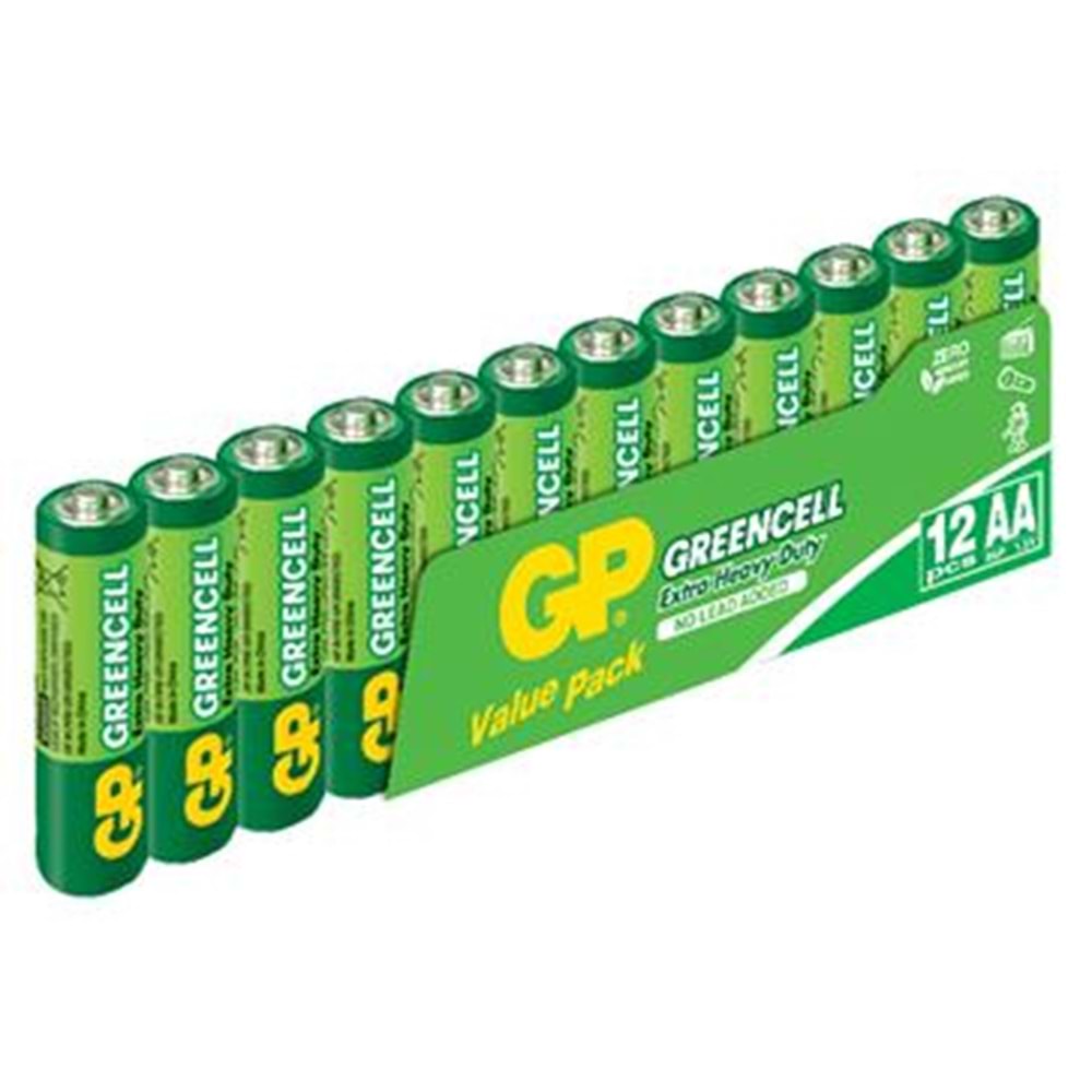GP Greencel R6 AA Boy Çinko Kalem Pil 12'li Paket GP15G-VS12
