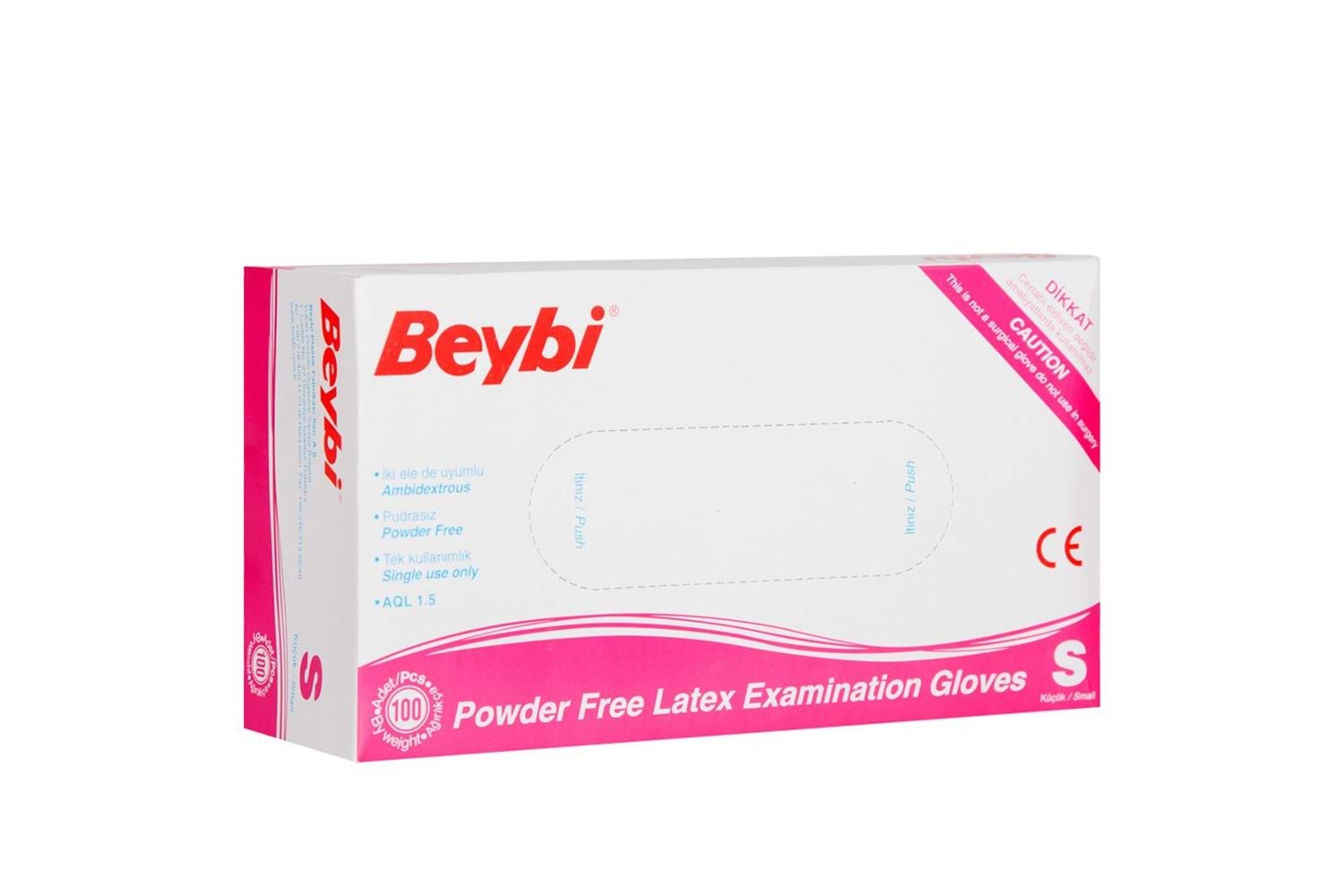 Beybi Lateks Pudrasız (S) Small Beden Muayene Eldiven 100lü Paket
