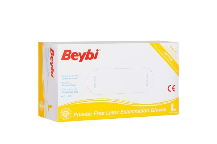 Beybi Lateks Pudrasız (L) Large Beden Muayene Eldiven 100lü Paket