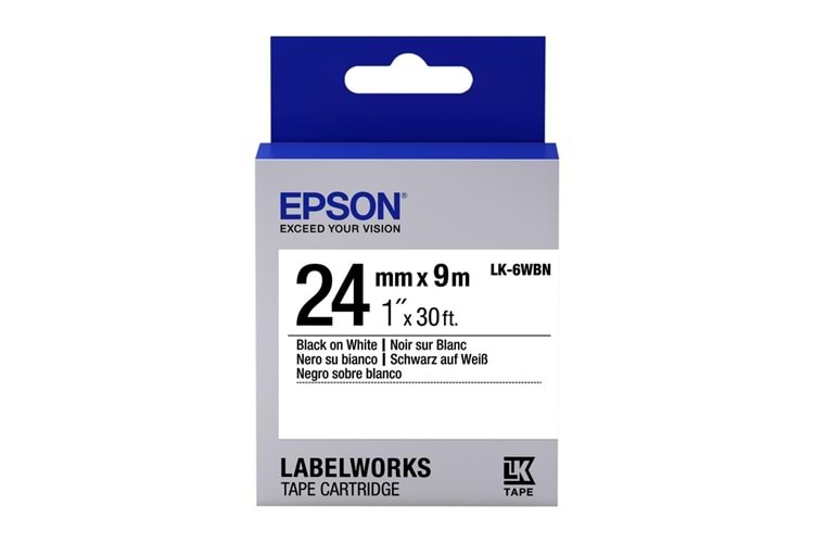 Epson LK-6WBN Standard Siyah Üzeri Beyaz 24MM 9Metre Etiket