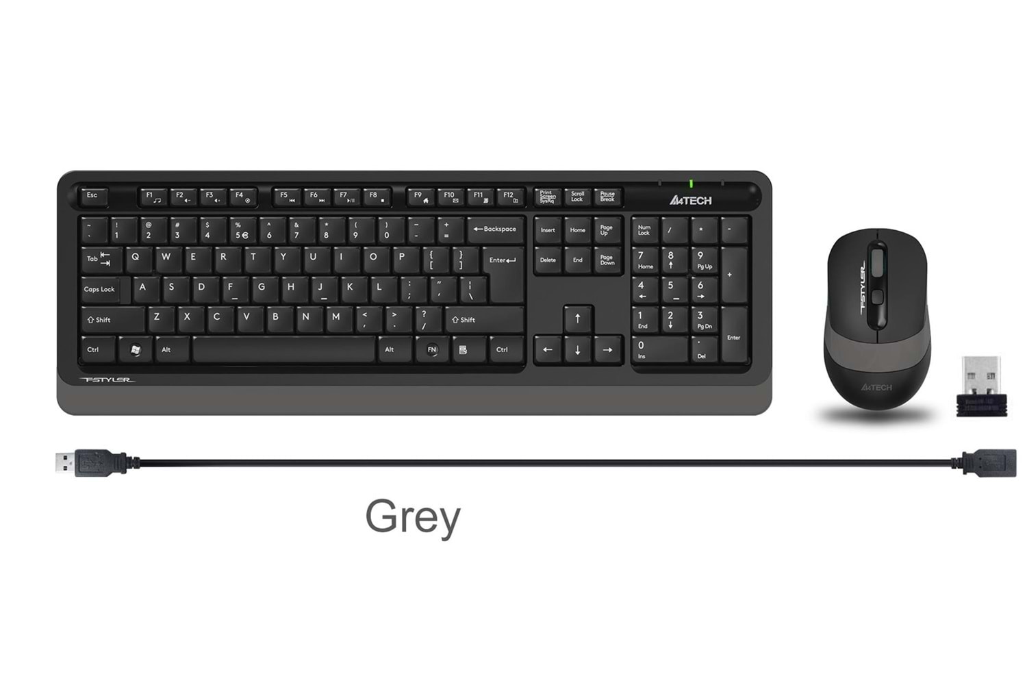 A4 Tech Fg1010 2.4G Gri Q Fn-Mm Klv+Optik Mouse Set
