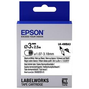 Epson LK-4WBA3 Beyaz Üzeri Siyah Makaron (1,07-3,18 mm çap) 2,5Metre