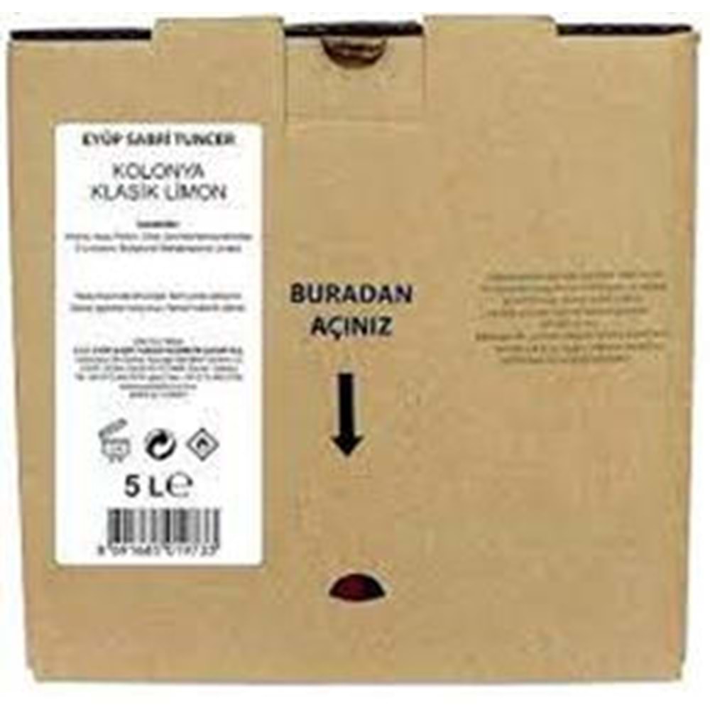 Eyüp Sabri Tuncer 5lt Limon Kolonyası (5lt Bag IN Box Endüstriyel)