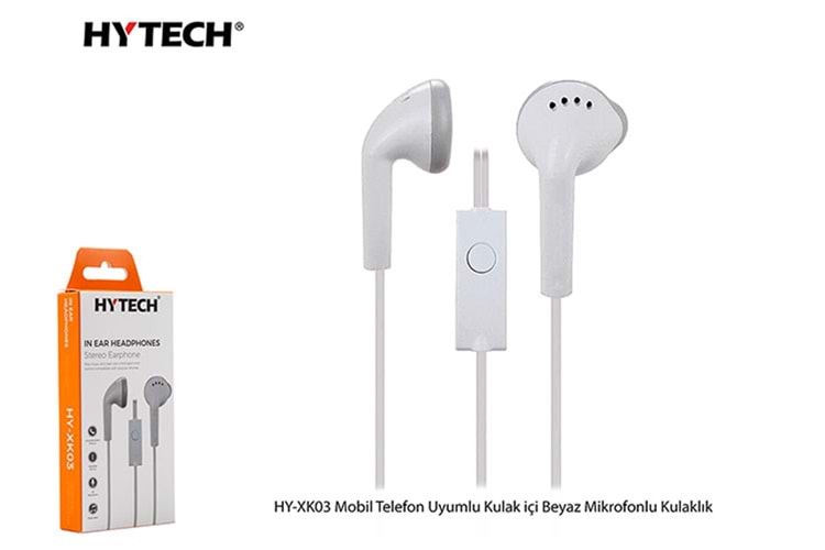Hytech HY-XK03 Mobil Telefon Uyumlu Kulak içi Beyaz Mikrofonlu Kulaklık