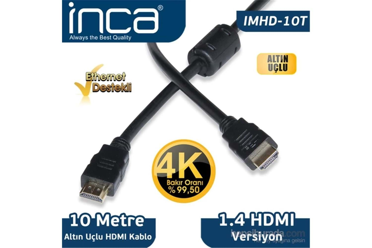 Inca IMHD-10T 10M 4K 1,4 V 3D Altın Uçlu HDMI Kablo