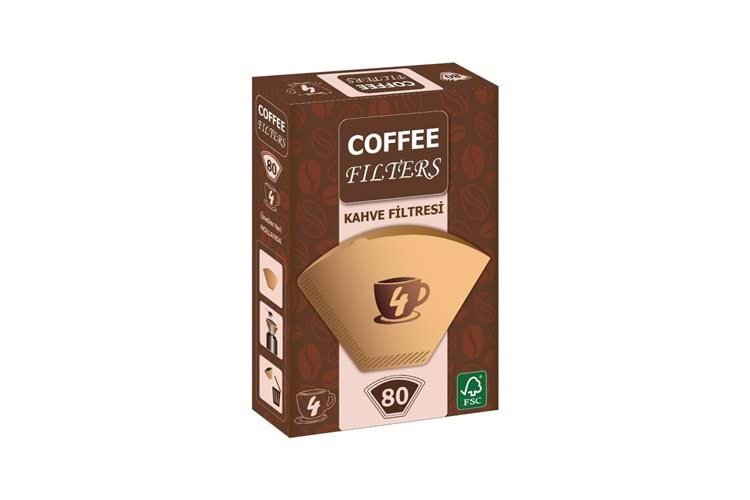 Coffee Filters Filtre Kahve Kağıdı 1x4 4 Numara 80li