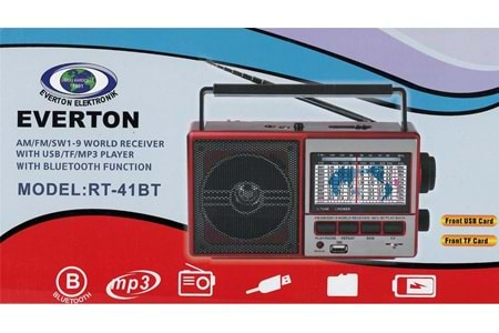 Everton Rt-41 Fm-Usb-TfCard-mp3 Bluetooth Şarjlı Nostaljik Radyo