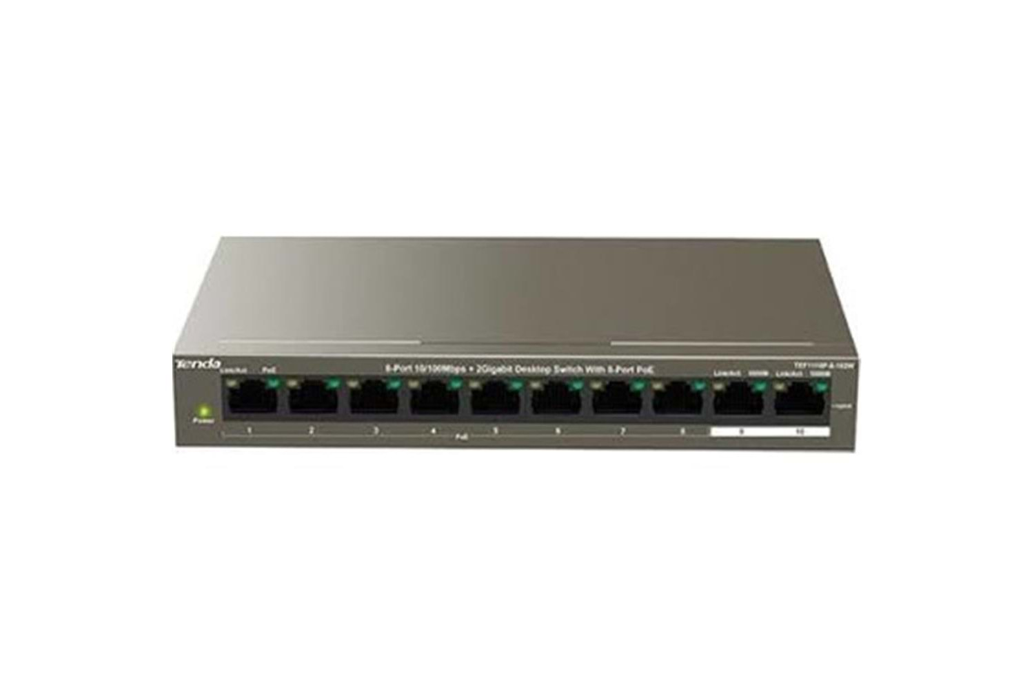 Tenda TEF1110P-8-63W 10 Port 8 Port Poe+ 10-100 + 2 Port 10-100 Switch