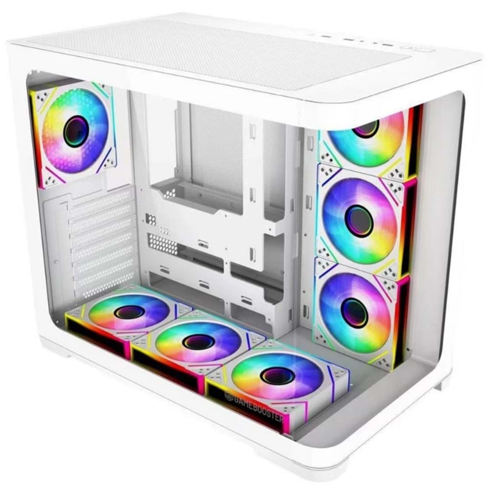 GAMEBOOSTER 850w 80+ BRONZE GB-G2852W-850W Gaming Mid-Tower PC Kasası Beyaz 7-Fanlı