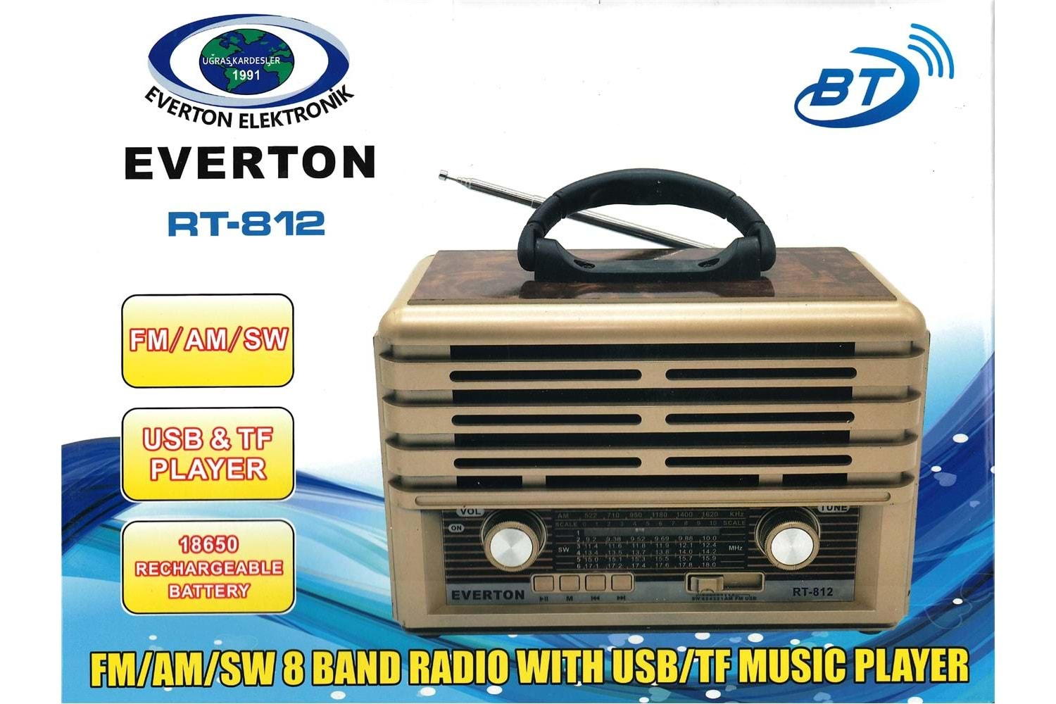 Everton RT-812 Bluetooth-USB-SD-FM Nostaljik Radyo