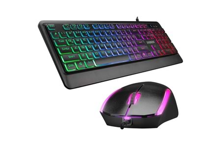 Everest KM-R59 FORZA PLUS Siyah Usb Rainbow Backlight Q Klavye + 1200 dpi Mouse Set