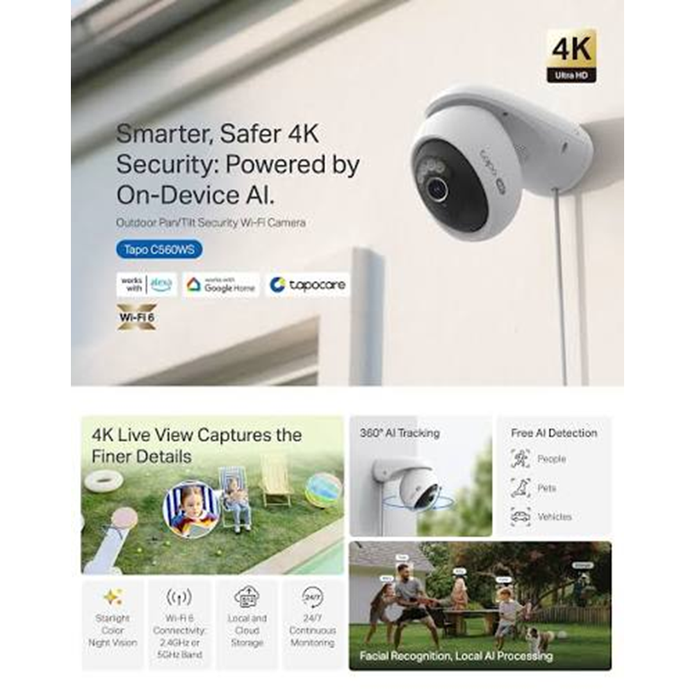 TP-LINK 8MP PTZ OutDoor Kablosuz Pan-Tilt IP Kamera Tapo Tapo C560WS