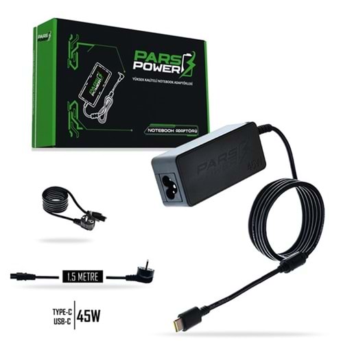 PARS POWER PRS-049 45W 20V 2.25A- (TYPE-C) Siyah Notebook Adaptör