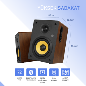 Thonet & Vander KÜRBIS 2.0 72W Cinema Ahşap Speaker - 2.0 Sistem - 72W RMS