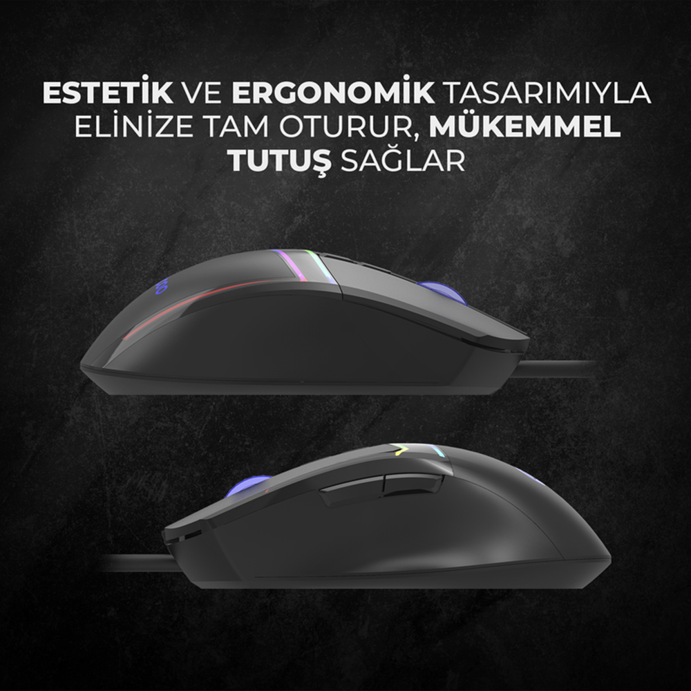 LECOO MS106 Kablolu USB RGB 3200dpi Siyah Gaming Mouse