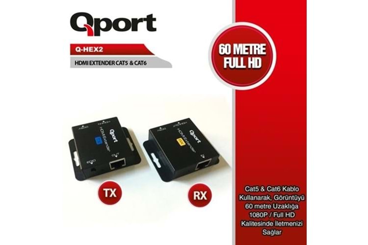 QPORT Q-HEX2 HDMI-CAT6 60metre HDMI Extender