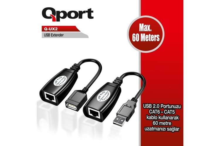 QPORT Q-UX2 60Metre USB-CAT6 USB Extender