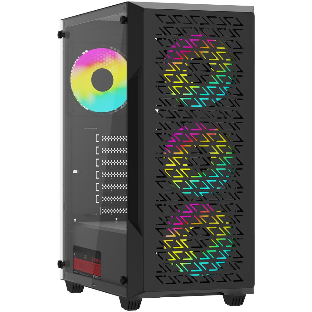 POWERBOOST 650W 80+ BRONZE PB-P801AB 4-RGB Fanlı Gaming Mid-Tower PC Kasası